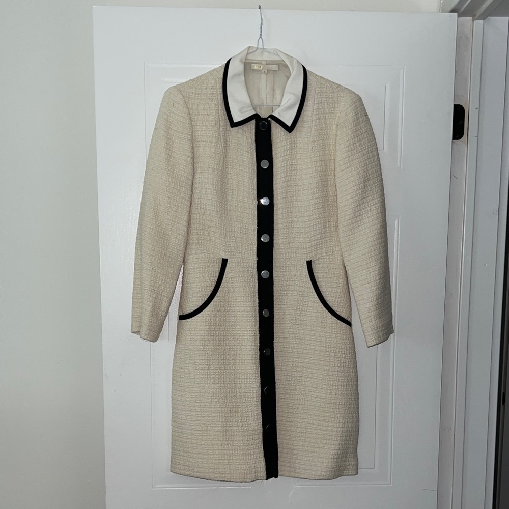 Maje Ivory and Black Long Sleeve Dress size 38